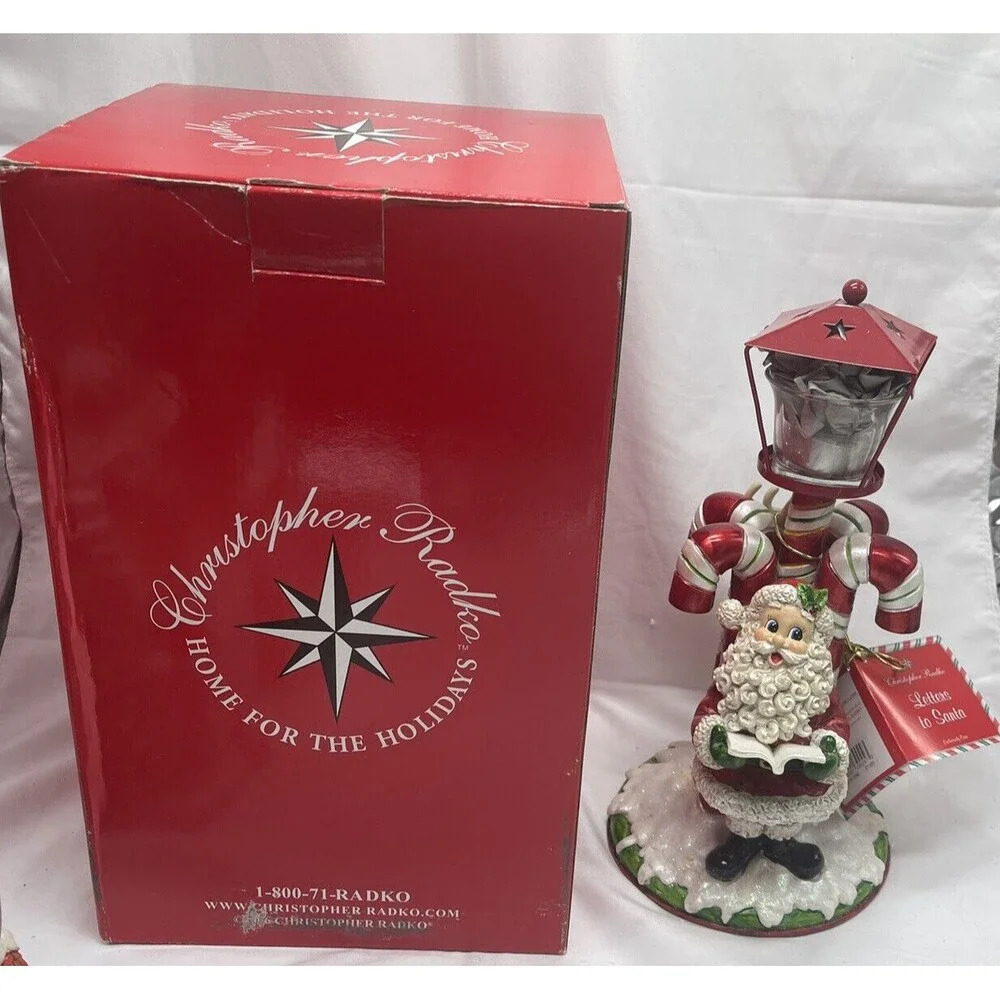 Radko Letters to Santa Candy Cane Votive Ceramic Box